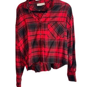Red & Black Plaid Button-Up Shirt